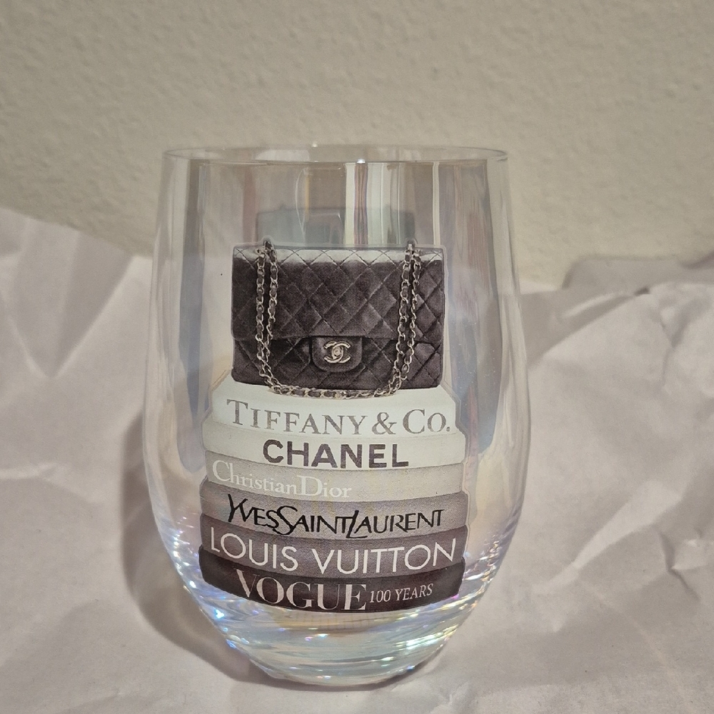 Designer Logo Stemless Wine Glass